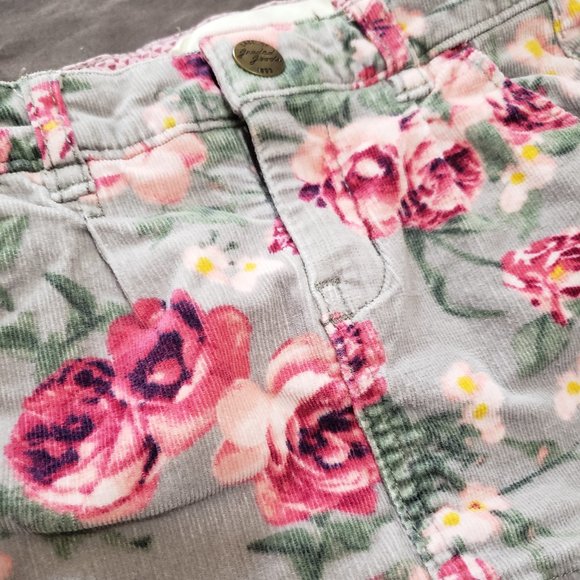 H&M Corduroy Skirt Floral Pattern Snap Closure Adjustable Waist Pockets 2-3 Year - Picture 3 of 6